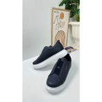Nstil Günlük Erkek Sneaker Casual Kalın Yüksek Queen Taban Oval Burun Bant Detaylı Spor Ayakkabı 109 - Lacivert
