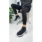 Nstil Günlük Kadın Sneaker Simli Bağcıklı Yüksek Kalın Topuklu Bilekli Rahat Hafif Spor Ayakkabı 2410 - Siyah - Siyah