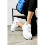 Nstil Günlük Kadın Spor Ayakkabı Yüksek Kalın Taban 6 Cm Suni Deri Sneaker 001 Beyaz - Rugan