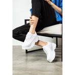 Nstil Günlük Kadın Spor Ayakkabı Yüksek Kalın Taban 6 Cm Suni Deri Sneaker 001 Beyaz