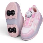 Nstil Unisex Çocuk Spor Ayakkabı Akıllı Bağcıklı Çıkarılabilen Patenli Işıklı Rahat Sneaker 030 - Pembe
