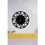 NT Handmade Siyah Ahşap 12 Kenarlı Duvar Saati - Salon Oturma Odası Ofis Için 45x45 Cm Duvar Dekoru