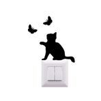 NT Handmade Siyah Ahşap Kedi Ve Kelebek Priz Çerçevesi Kenarı Salon Oturma Yatak Çocuk Odası Için Duvar Dekoru