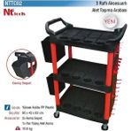 Nt Tools 3 Raflı Alet Taşıma Arabası Aksesuarlı Yüksek Kalite Pp Plastik NTTC02 95X43X83 Cm.