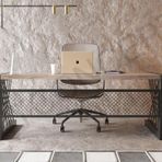 NTCollection Alfa Eskitme Beyaz Renk Masif Ahşap Ofis Ve Çalışma Masası ( 85 cm - 160 cm )