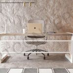 NTCollection Alfa Eskitme Beyaz Renk Masif Ahşap Ofis Ve Çalışma Masası ( 85 cm - 180 cm )