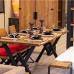 NTCollection Masif Ağaç Yemek Masası Takımı - 85 cm - 210 cm Masa + 210 cm Bank + 6 Adet Loft Sandalye