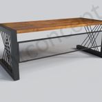 Ntconcept Doğal Ağaç Açık Ceviz Renk Metal Perdeli Ofis ve Çalışma Masası (75cm-160cm-h76cm)