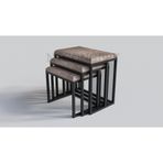 Ntconcept Doğal Ağaç Eskitme Beyaz Zigon Sehpa -NTmazs1323700