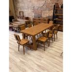 Ntconcept Farmhouse Ahşap Masif Yemek Masa Takımı - 100cm x 180cm 8 Adet Sandalye