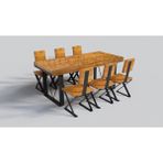 Ntconcept Masif Ahşap Masa Takımı - 75cm-185cm+8 sandalye - Açık Ceviz