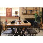 NTConcept Mira Doğal Ahşap Yemek Masası (Kare Ayak, Normal Ceviz, 85 x 150 cm)