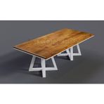 Ntconcept Özel İmalat Açık Ceviz Renk Metal Beyaz Ayak Masif Ağaç Toplantı Masası(100cm-200cm)