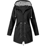 NTNY3 Kadın Yağmurluk Yağmurluk Kapüşonlu Su Geçirmez Rüzgar Kırıcı Geçiş Ceketi Nefes Alabilir Mont (Black2.3XL)