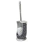 nu steel Boncuklu Kalp Reçine Tuvalet Temizleme Fırçası Tutuculu Kase Temizleyici, Yer Tasarrufu, Çağdaş Fırçalama Temizleyici, İyi Kavrama Dekoratif Tasarım, Krom, Gümüş