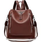 Nuancheng Kadın Sırt Çantası Büyük Kapasiteli Yumuşak Deri Seyahat Omuz Crossbody Çanta (Yurt Dışından) - Kahverengi
