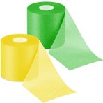 Nuanchu 2 Rulo Ön Sarma Atletik Bant Köpük Alt Sargı Bant Spor Bandı Köpük Saç Bilekleri Dirsekler Diz Bilekler için Sargı Bandaj, 6,5 cm x 8,5 m (Sarı, Yeşil)