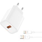 Nubia Red Magic 9 Pro Uyumlu 25W Hızlı Şarj Adaptörü USB + Type-C Kablolu Hızlı Şarj Aleti - Beyaz