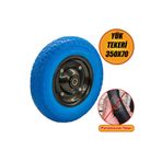 nublado El Arabası Yük Taşıma Mavi Tekeri Rulmanlı Patlamayan Poliüretan Teker PU Dolma Tekerlek 350x70 mm