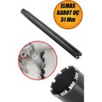 Nublado Elmas Karot Ucu 51 mm Beton Zemin Duvar Delme Delik Açma Panç Aparat Uç Deprem Numune Al Test - Siyah - 51 mm x 46 cm