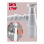 nublado Lavabo Sifonu Körüklü Sökülebilir Tas'lı Mutfak Banyo Evye Pis Su Gideri Borusu Plastik 38 Cm