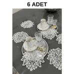 Nubu Atelier İris Model Dekoratif Güpür Dantel 6’Li Kahve Kokteyl Sunum Peçetesi