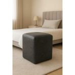 Nubuk Kumaş Kare Puf 40×40×45 cm – Dekoratif Oturma Makyaj Pufu Yuvarlak Bench - Antrasit