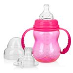 Nuby 3'ü 1 arada Biberondan Antrenman Sippy Fincanına - 226 ml Küçük Çocuk Bardakları Yumuşak Ağızlı, Meme Ucu ve Çıkarılabilir Kavrama Kolları ile Dökülmeye Dayanıklı - Bulaşık Makinesinde