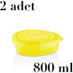 Nuit Concept 2 Adet Limon Saklama Kabı Okul Kamp Piknik Ev Ofis 800 ml L-00923 Bpa Içermez - Sarı - 3 Paket