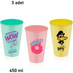 Nuit Concept Qlux 3 Adet Meşrubat Bardağı Plastik Bardak Parti Doğum Günü Piknik Kamp L-00749 Bpa Içermez
