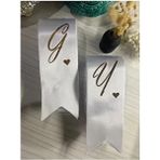 Nuksoc Nişan Düğün Gelin Damat Isimli Kalp Detaylı Beyaz Takı Kurdelesi 5-6 cm 2 Metre Uzunlukta