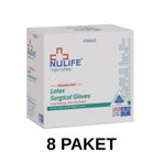 Nulife Steril Lateks Cerrahi Eldiven Pudrasız 7 Numara 50 Adet 8 Paket