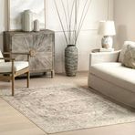 nuLOOM Brielle Makinede Yıkanabilir Vintage Madalyon Alan Kilimi, 8' x 10', Gri