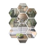 Numa Concept Altıgen Bal Peteği Aynalı Gümüş Pleksi Duvar Dekorasyon Lazer Kesim 6 Adet 10X10 Cm Kenar 6 Cm