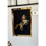 Numa Concept Şahlanan At Tablo Siyah Mdf Üzeri Gold Pleksi Duvar Dekorasyon Lazer Kesim 60X42 Cm