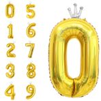 Numara 0 Folyo Balon Altın,40 inç Kendinden Şişirme Dev Helyum Folyo Mylar Altın Rakam Balonlar,Yaş 0 1 2 3 4 5 6 7 8 9 Doğum Günü için Kendinden Şişme Rakam Balonlar, Bebek Duş Cinsiyet Dekor