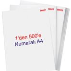 NUMARALI FOTOKOPİ KAĞIDI A4 (1-500) 80gr