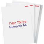 NUMARALI FOTOKOPİ KAĞIDI A4 (1-750) 80gr