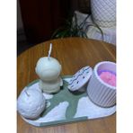 Numcandle Dekoratif Mum ve Beton Saksıda mum - Beyaz