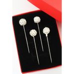NUMETAL 4’lü Beyaz taşlı eşarp iğnesi. Şal iğnesi. Türban iğnesi. Başörtü iğnesi. Eşarp ve şal iğnesi.