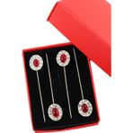 NUMETAL 4’lü Bordo yakut taşlı eşarp iğnesi. Şal iğnesi. Türban iğnesi. Başörtü iğnesi. Eşarp ve şal iğnesi.