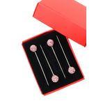 NUMETAL 4’lü Pembe taşlı eşarp iğnesi. Şal iğnesi. Türban iğnesi. Başörtü iğnesi. Eşarp ve şal iğnesi.
