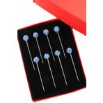 NUMETAL 8’li mavi taşlı eşarp iğnesi. Şal iğnesi. Türban iğnesi. Başörtü iğnesi. Eşarp ve şal iğnesi.