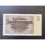 Numsimatik Alman Reich Dönemi 1937 Deutsches Reich 2 Mark Zwei Rentenmark Reichsbanknote Çil Altı - Ça (About Uncirculated Au)