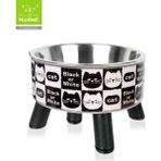 Nunbell Çelik Mama Kabı Yüksek Kedi Desen