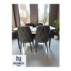 NUNKA HOME 4 Kişilik Beyaz Kelebek Yemek Masası Takımı Füme Baybface Sandalyeli Modern Tasarım
