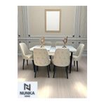NUNKA HOME 6 Kişilik Kelebek Açılır Yemek Masası Takımı Krem Baybface Kumaş Sandalye Modern Şık Tasarım