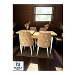 NUNKA HOME Ceviz Kelebek Açılır Yemek Masası Takımı 4 Kişilik Baybface Kumaş Sandalye Modern Şık Tasarım