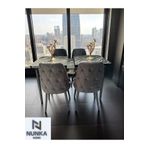 NUNKA HOME Kelebek Lunda Masa Takımı +4'lü Füme Baby Face Sandalye Modern Yemek Odası Seti