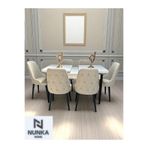 NUNKA HOME Şato Serisi Mutfak ve Salon Yemek Masası Takımı +6 Sandalyeli Krem Modern ve Şık Tasarım